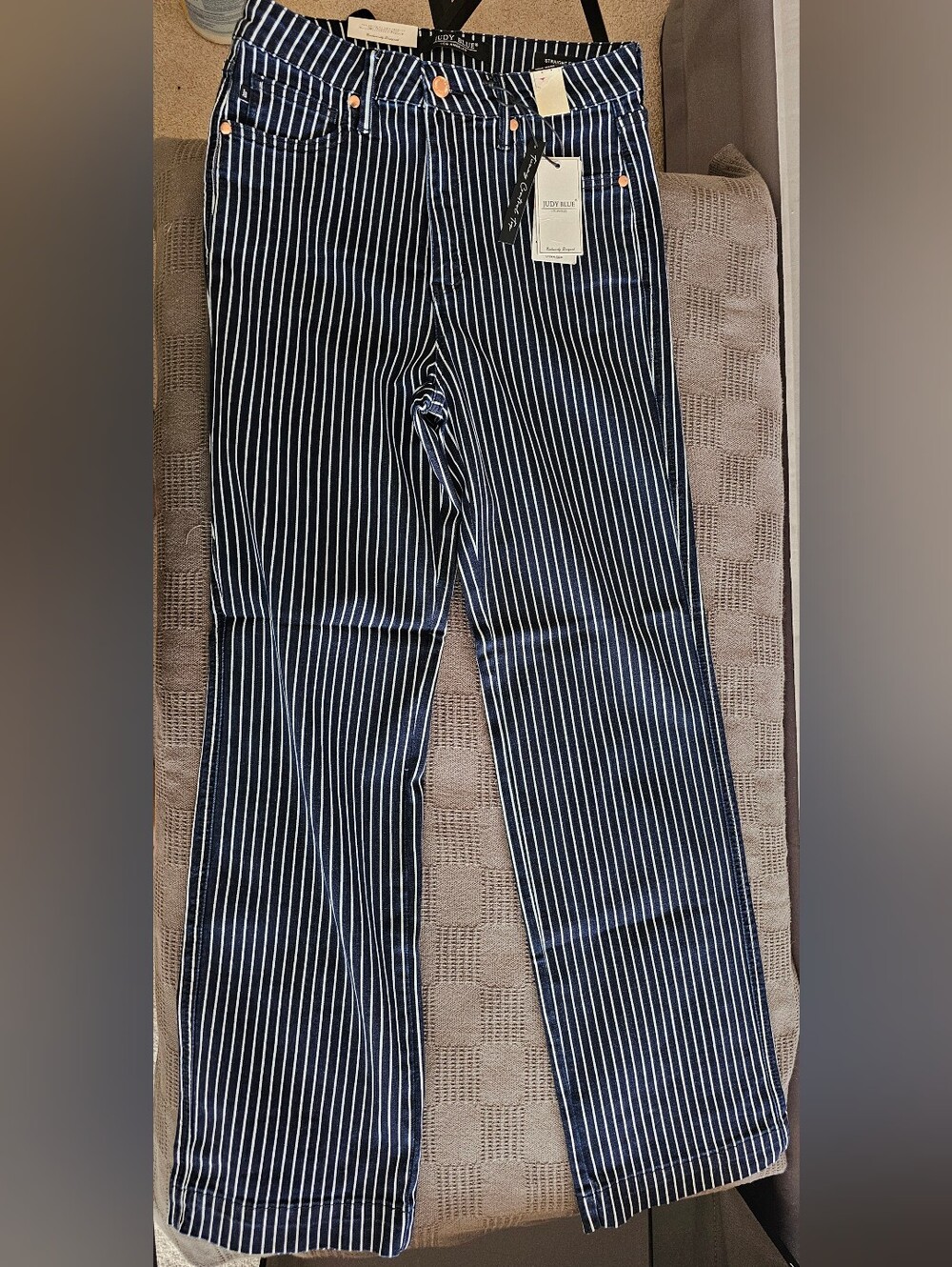 Judy Blue Navy Pinstripe Straight-Leg Pants